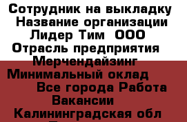 Сотрудник на выкладку › Название организации ­ Лидер Тим, ООО › Отрасль предприятия ­ Мерчендайзинг › Минимальный оклад ­ 18 000 - Все города Работа » Вакансии   . Калининградская обл.,Приморск г.